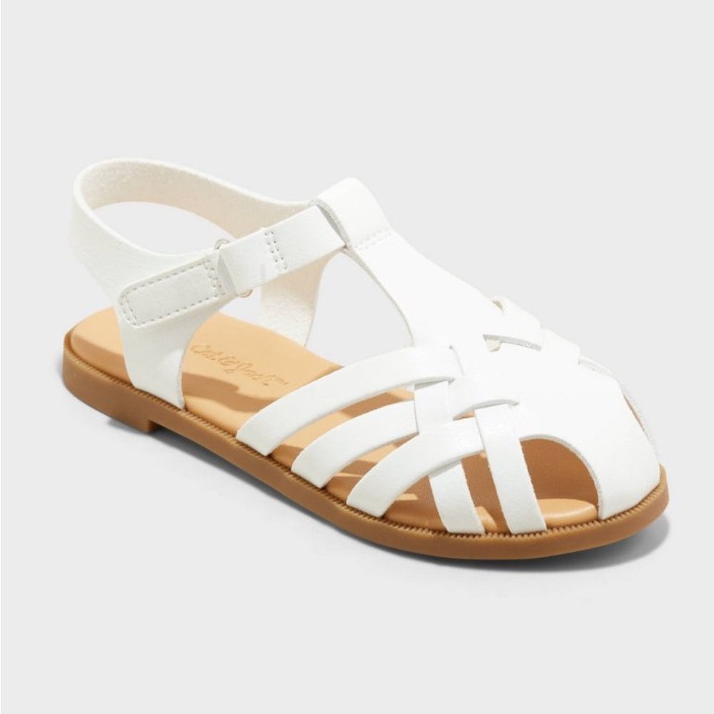 Toddler Ella Sandals - Cat & Jack White 10T: Hook and Loop, Flexible Sole …